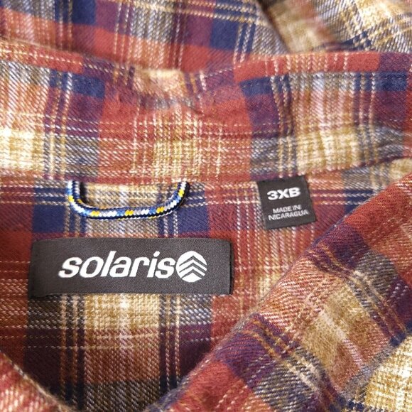 Solaris Mens Flannel Button-Up Shirt 3XB Long Sleeve Flannel - Picture 4 of 5